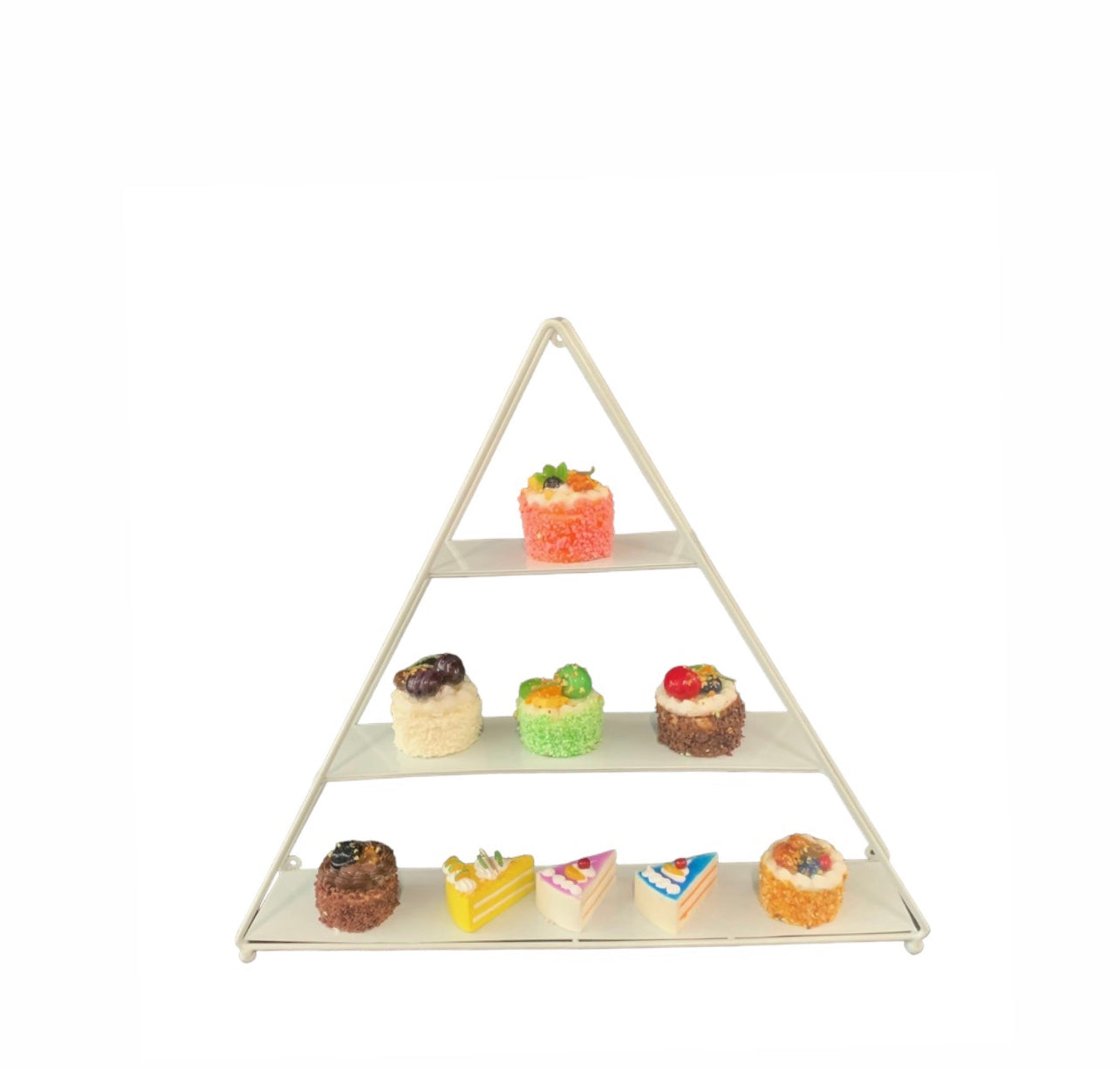 3 Tier White Triangle - Hightea Cupcake Slice Stand Rockhampton Vintage Hire