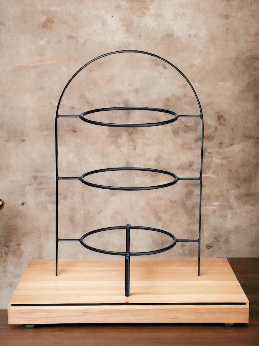 3-Tier Black Metal Plate Stand