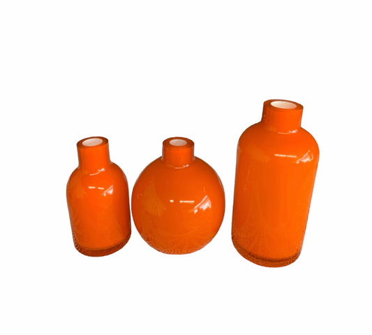 Vintage Vases Mixed Sizes - Orange Bundle x 3 Wedding & Event Hire Rockhampton Vintage Hire