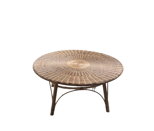 Island Luxe Cane & Rattan Round Natural Coffee & picnic Table Rockhampton Vintage Hire