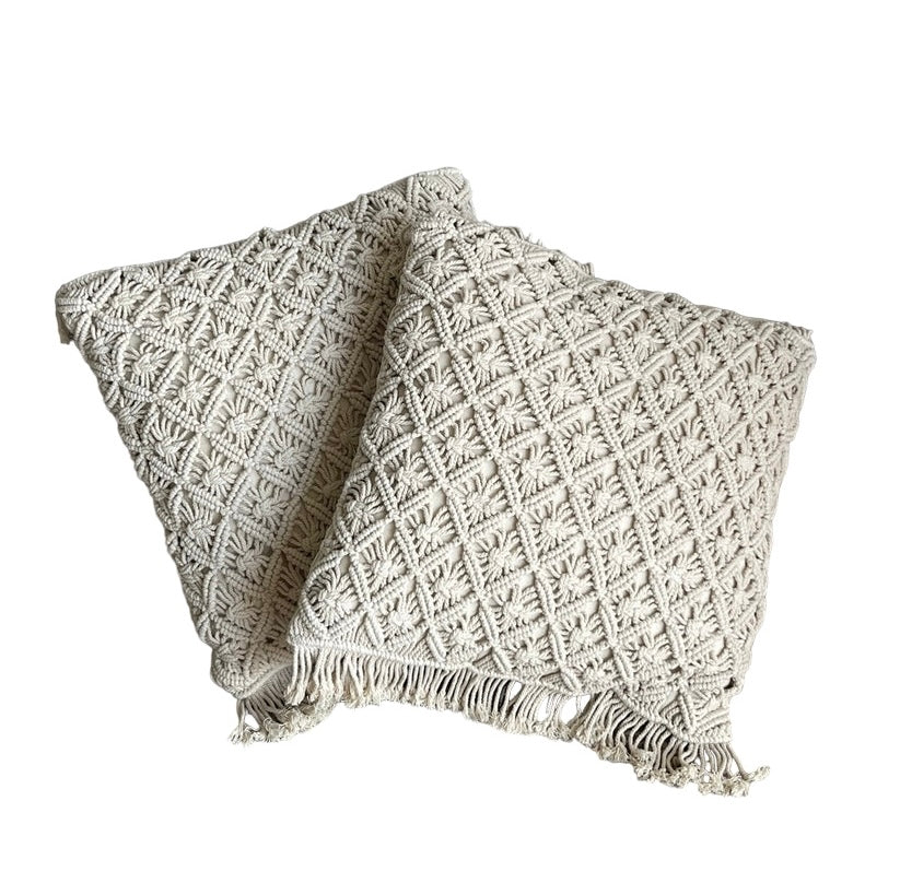 Standard Square Cushions - cream Tassel Rockhampton Vintage Hire