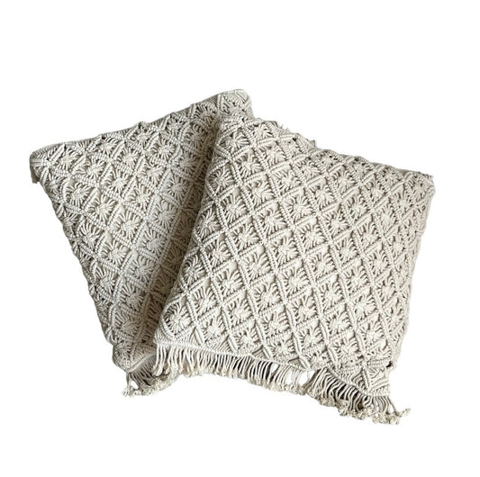 Standard Square Cushions - cream Tassel Rockhampton Vintage Hire