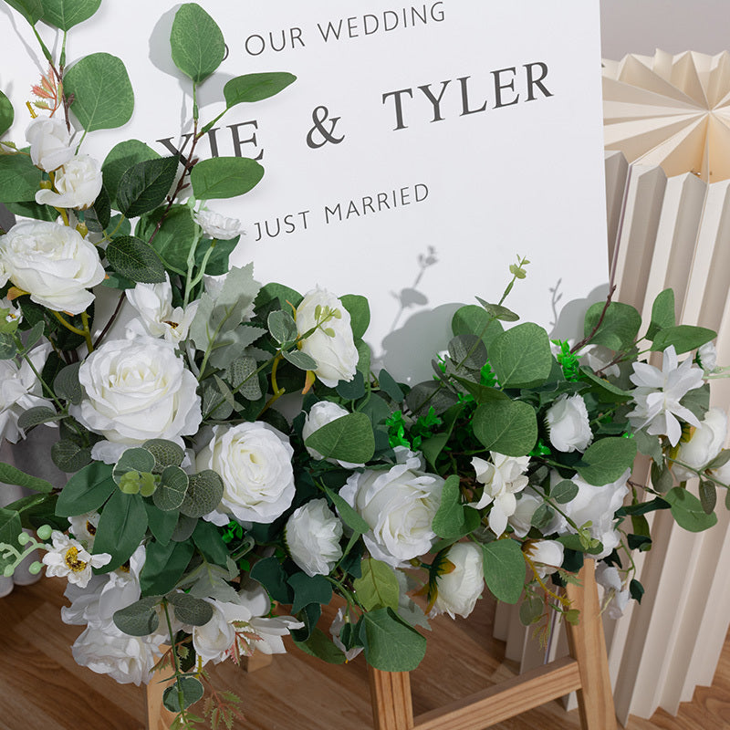 Large Roses, Eucalyptus & fillers Floral Arch Arbor/Sign Corner Arrangement Rockhampton Vintage Hire