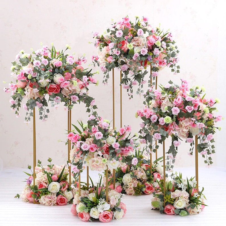 Flower Column/Stand Set 4-Piece Set/s - Gold Rockhampton Vintage Hire Weddings Rockhampton