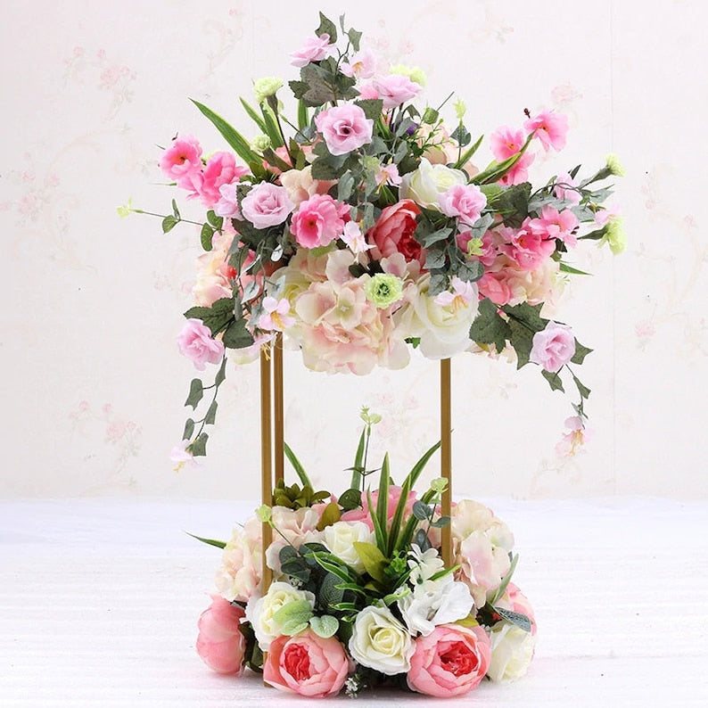 Flower Column/Stand Set 4-Piece Set/s - Gold Rockhampton Vintage Hire