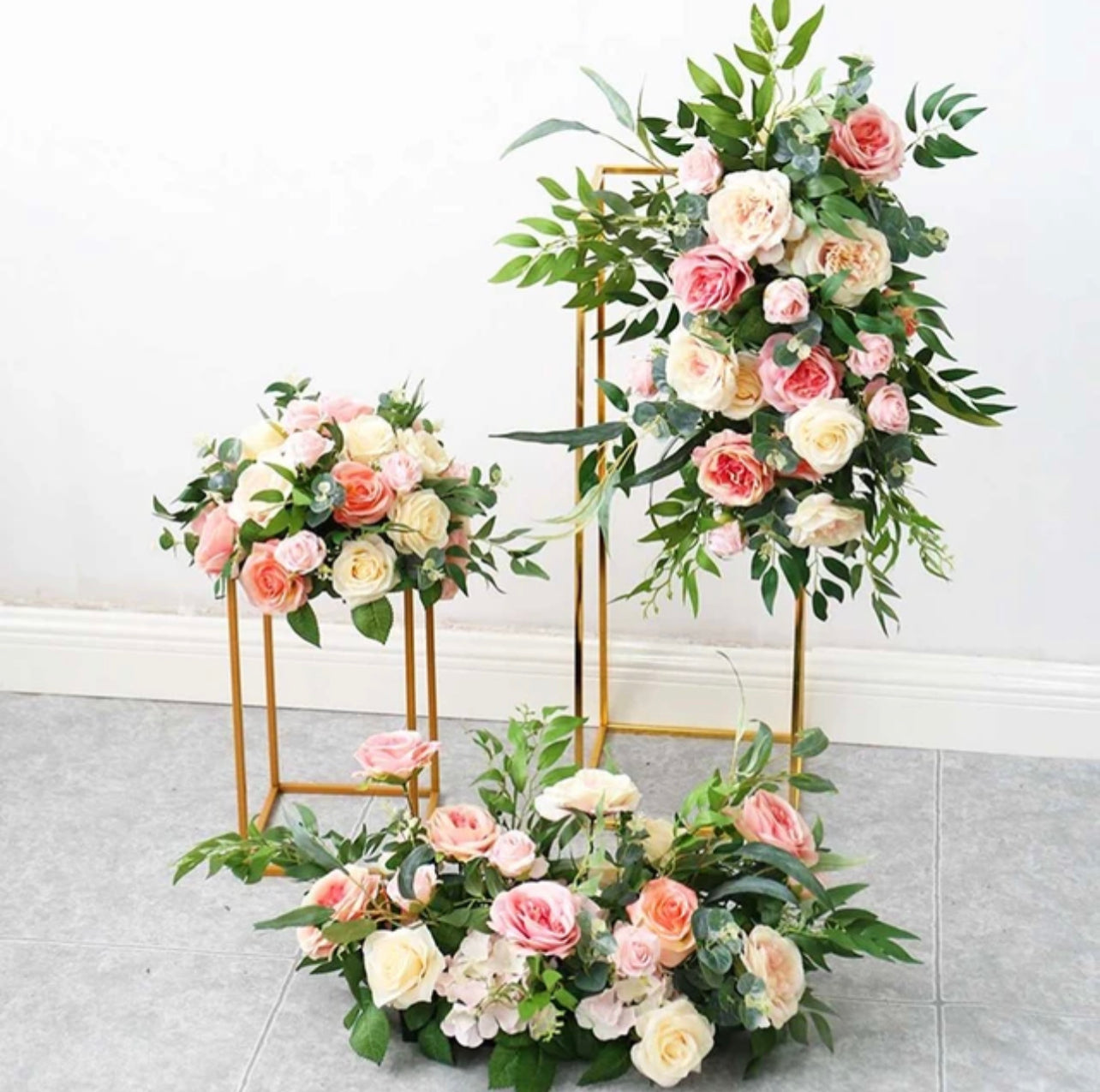 Flower Column/Stand Set 4-Piece Set/s - Gold Rockhampton Vintage Hire