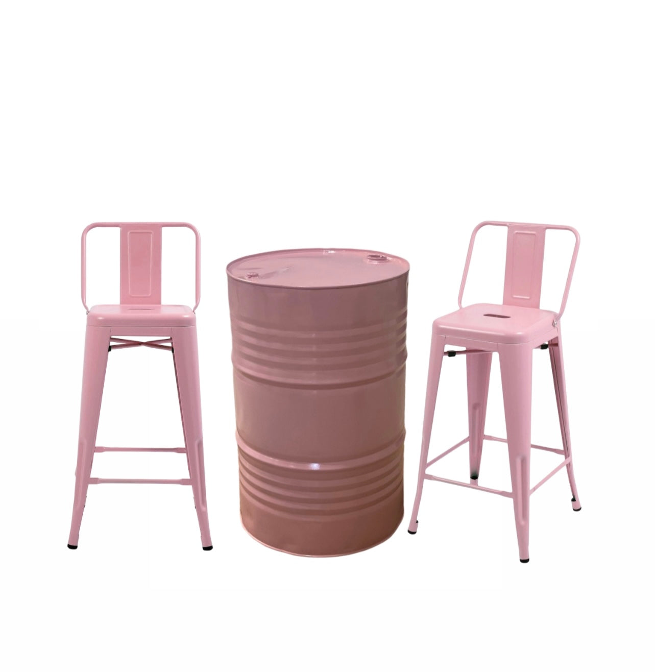 RVH Gallon Drum & Stool Pink 3-Piece Package Rockhampton Vintage Hire