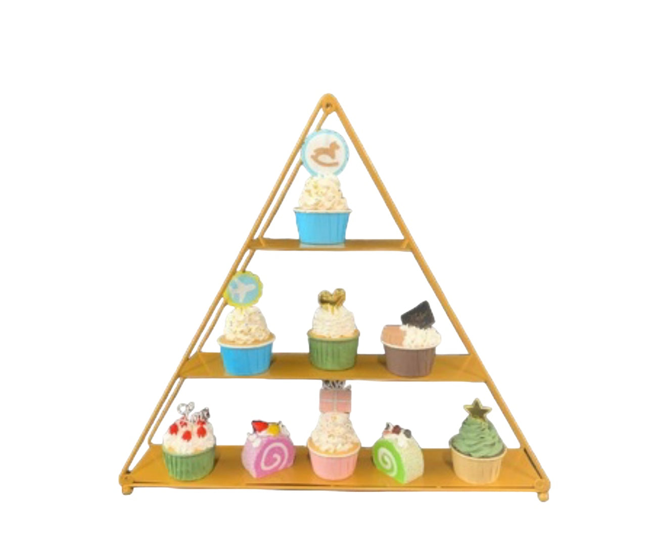 3 Tier Gold Triangle - Hightea Cupcake Slice Stand Rockhampton Vintage Hire