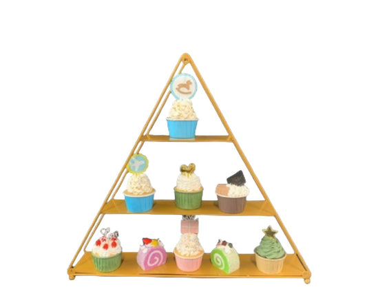 3 Tier Gold Triangle - Hightea Cupcake Slice Stand Rockhampton Vintage Hire