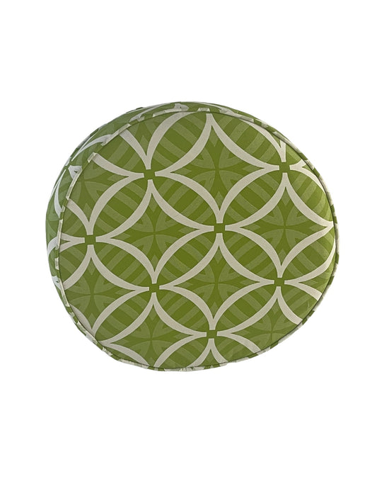 Round Chair Pad Cushion - Green & White Rockhampton Vintage Hire