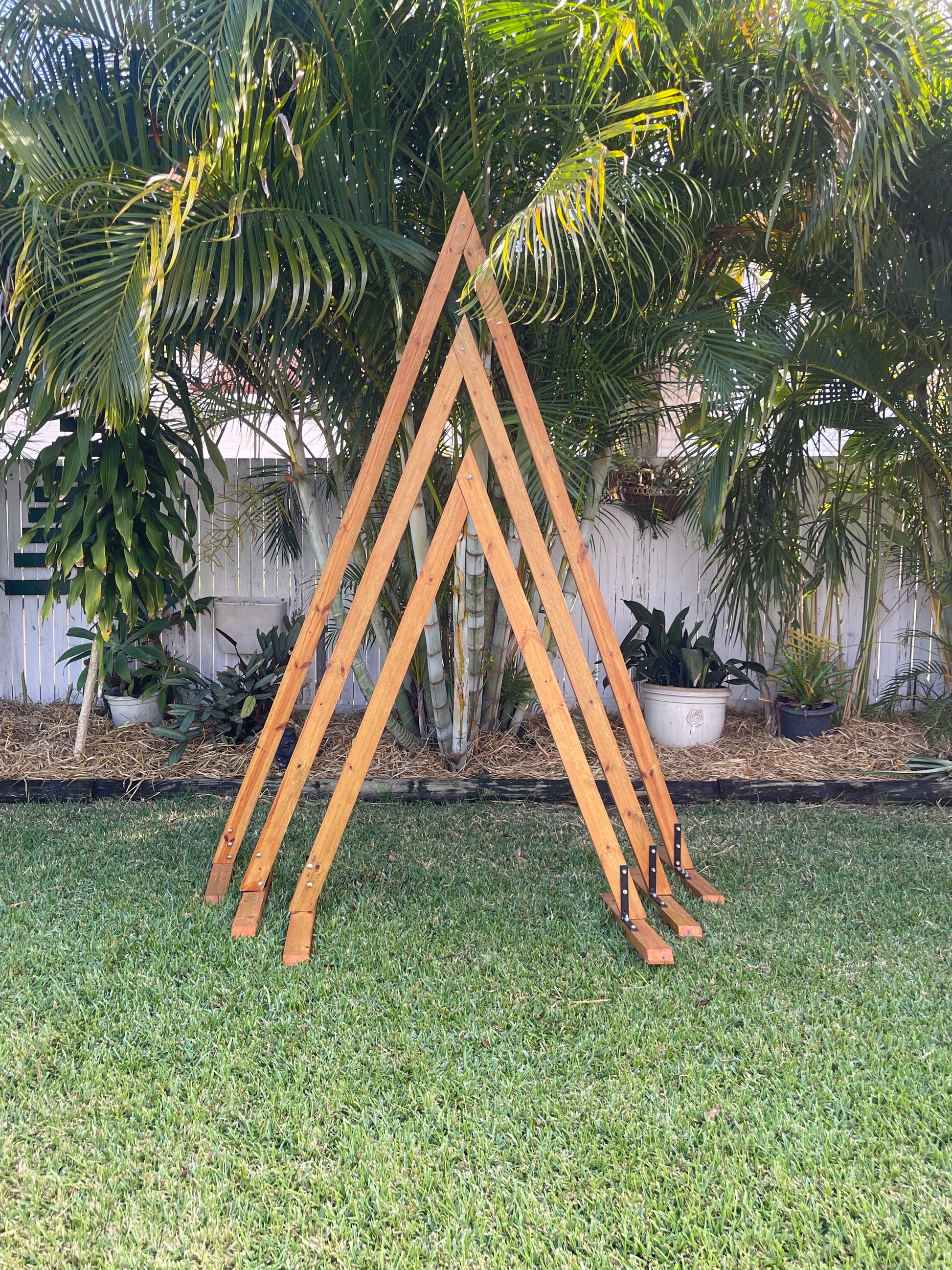 RVH Triangle Arch Arbor Set 3-Piece - Timber Rockhampton Vintage Hire| Wedding Hire