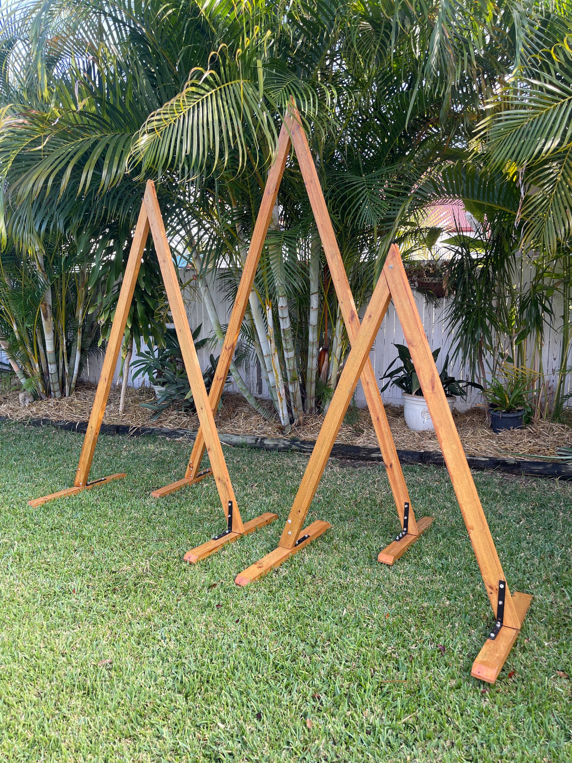 RVH Triangle Arch Arbor Set 3-Piece - Timber Rockhampton Vintage Hire| Wedding Hire