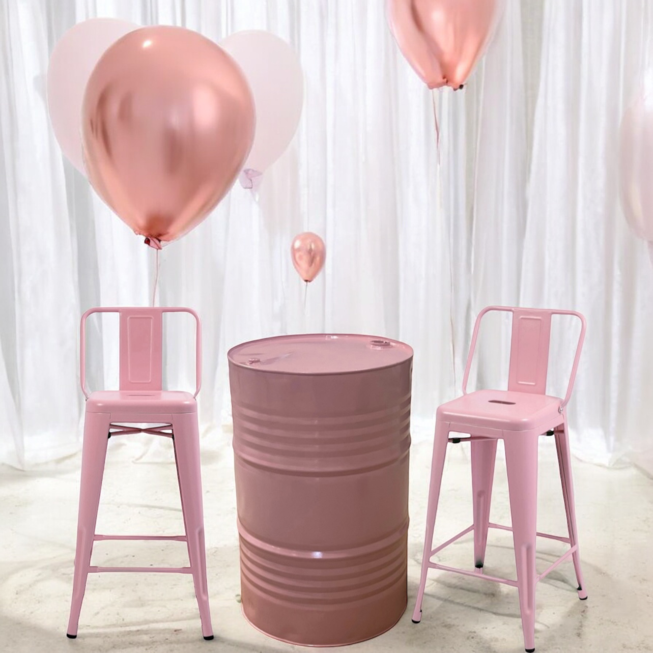 Chairs - Tolix Metal Stool & Backrest Pink