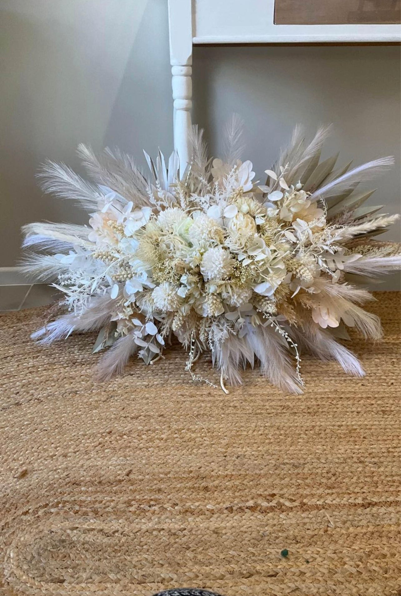 Flower arrangement for weddings and events,  can be used on an arbor or welcome sign.  Hand made from artificial and dried flowers Rockhampton Vintage Hire