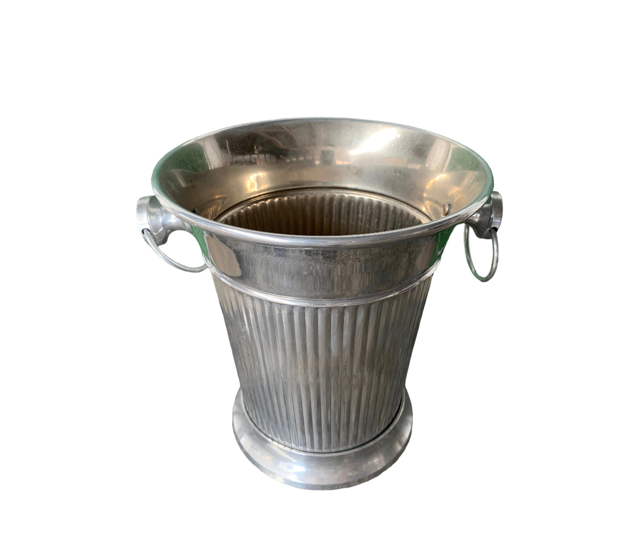 Drinks Cooler Ice Bucket - Silver Ribbed Rockhampton Vintage Hire