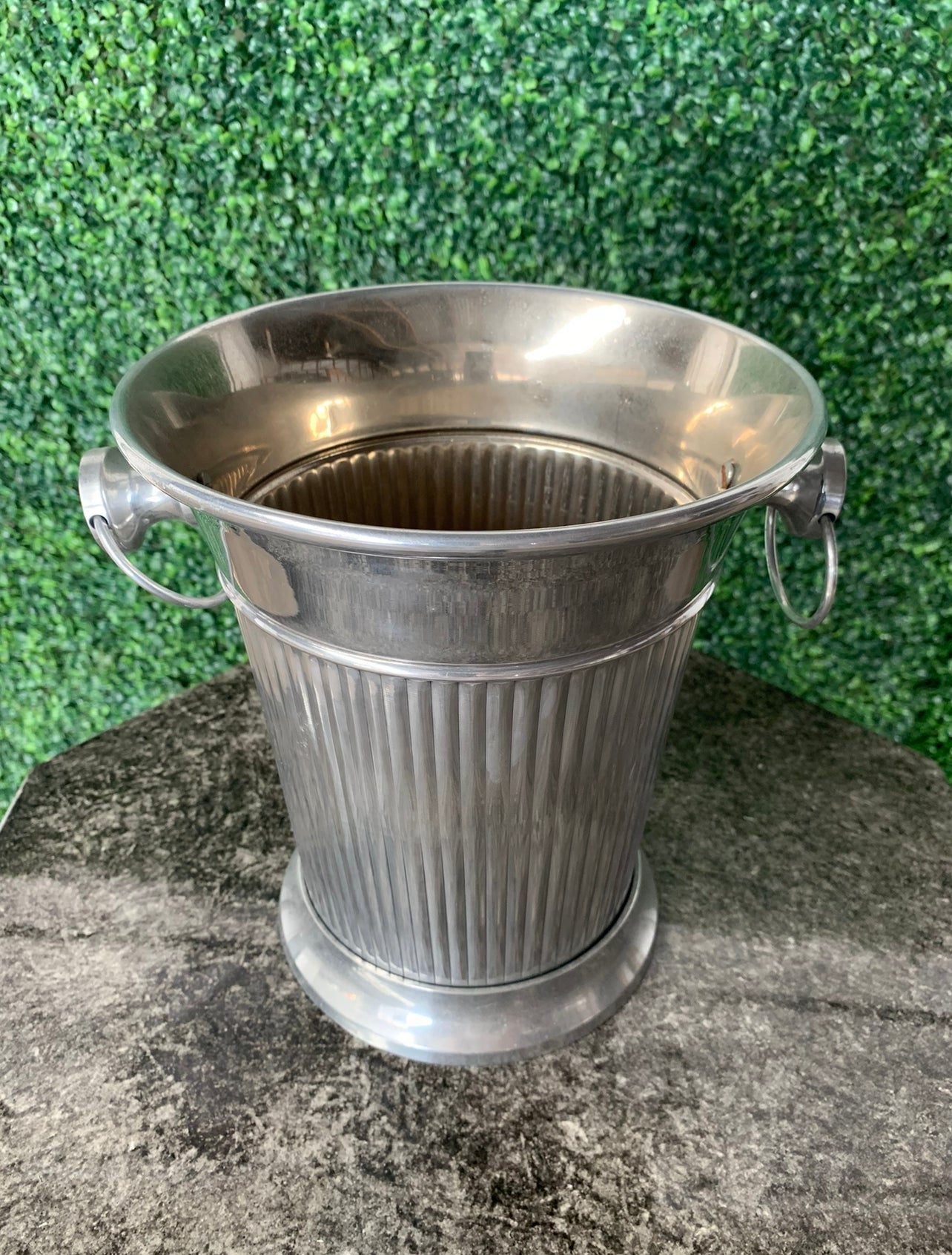 Drinks Cooler Ice Bucket - Silver Ribbed Rockhampton Vintage Hire