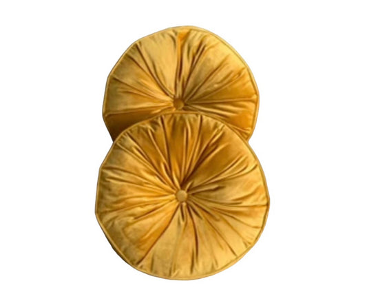 Round Floor Cushions - Gold Velvet Rockhampton Vintage Hire