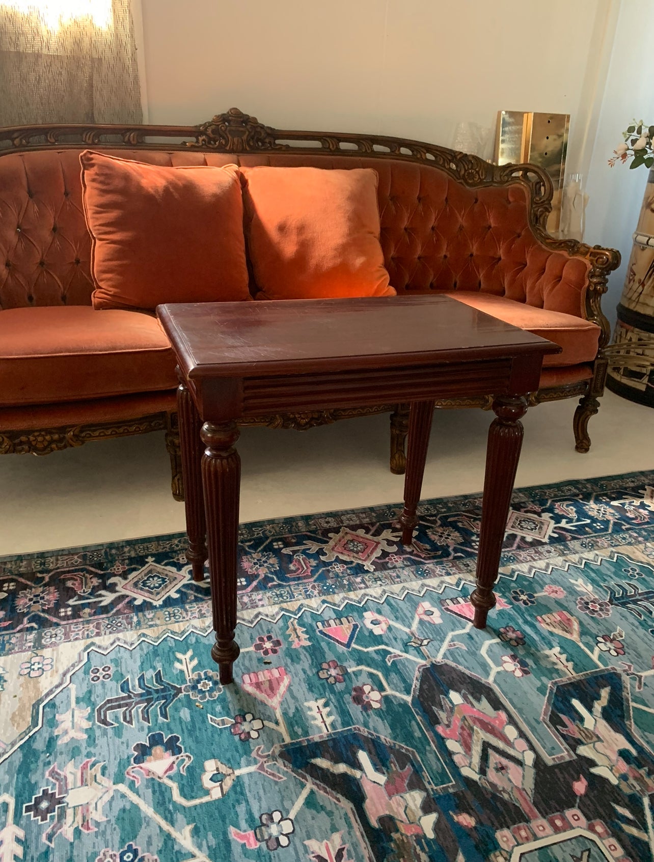 Small Coffee Table - Polished Timber Rockhampton Vintage Hire