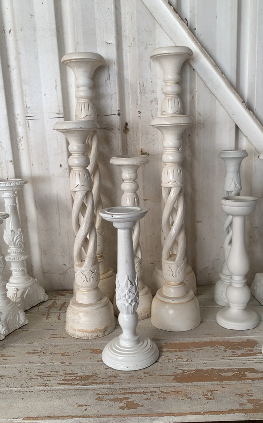 Candlesticks - Mixed White x20 Bundle Rockhampton Vintage Hire