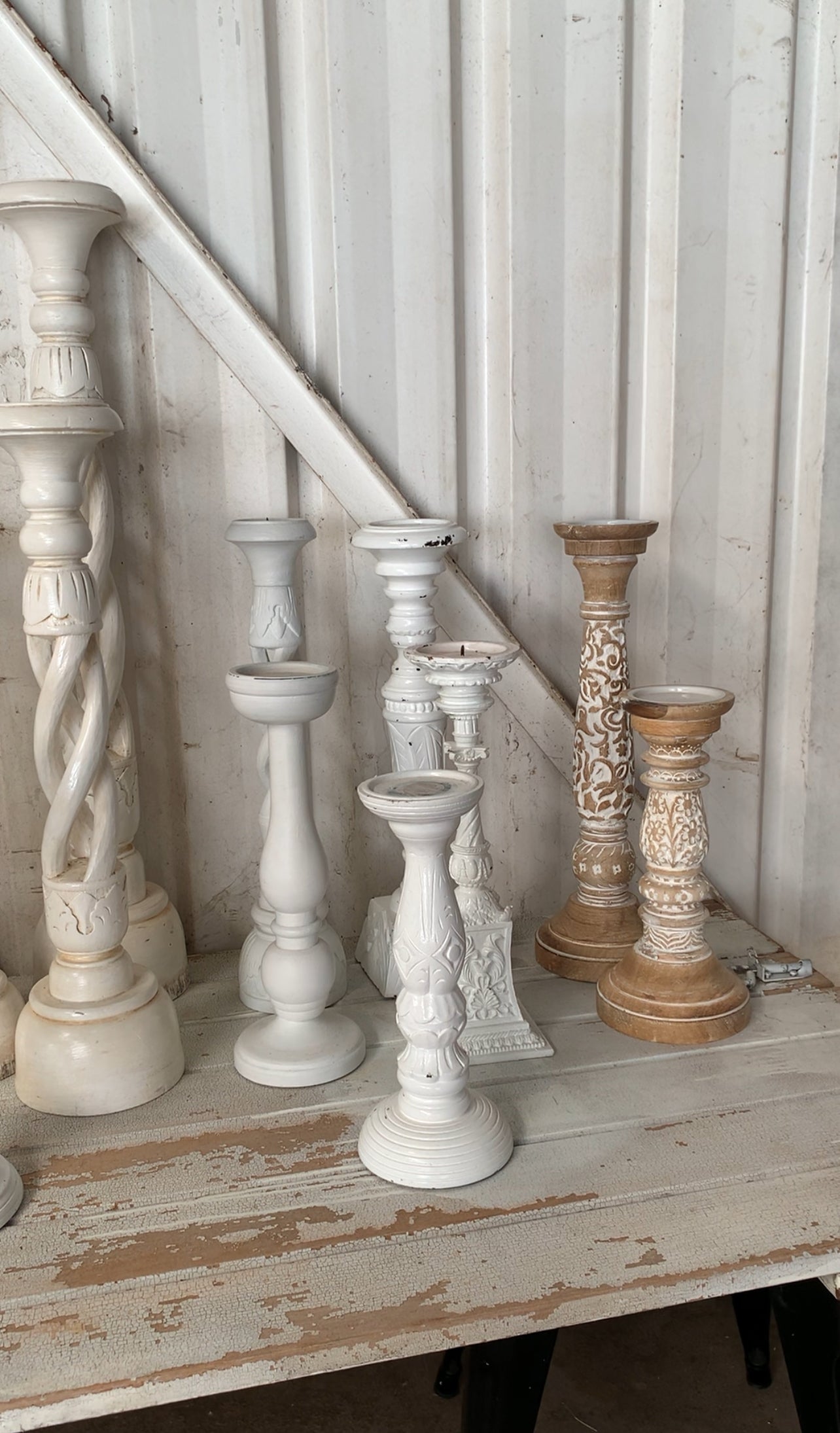 Candlesticks - Mixed White x20 Bundle Rockhampton Vintage Hire