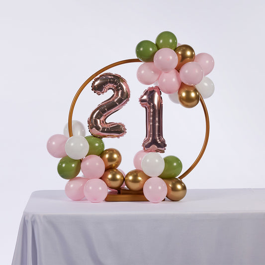 Table Or Hanging Balloon Hoop Centerpiece - Gold 71cm Rockhampton Vintage Hire 