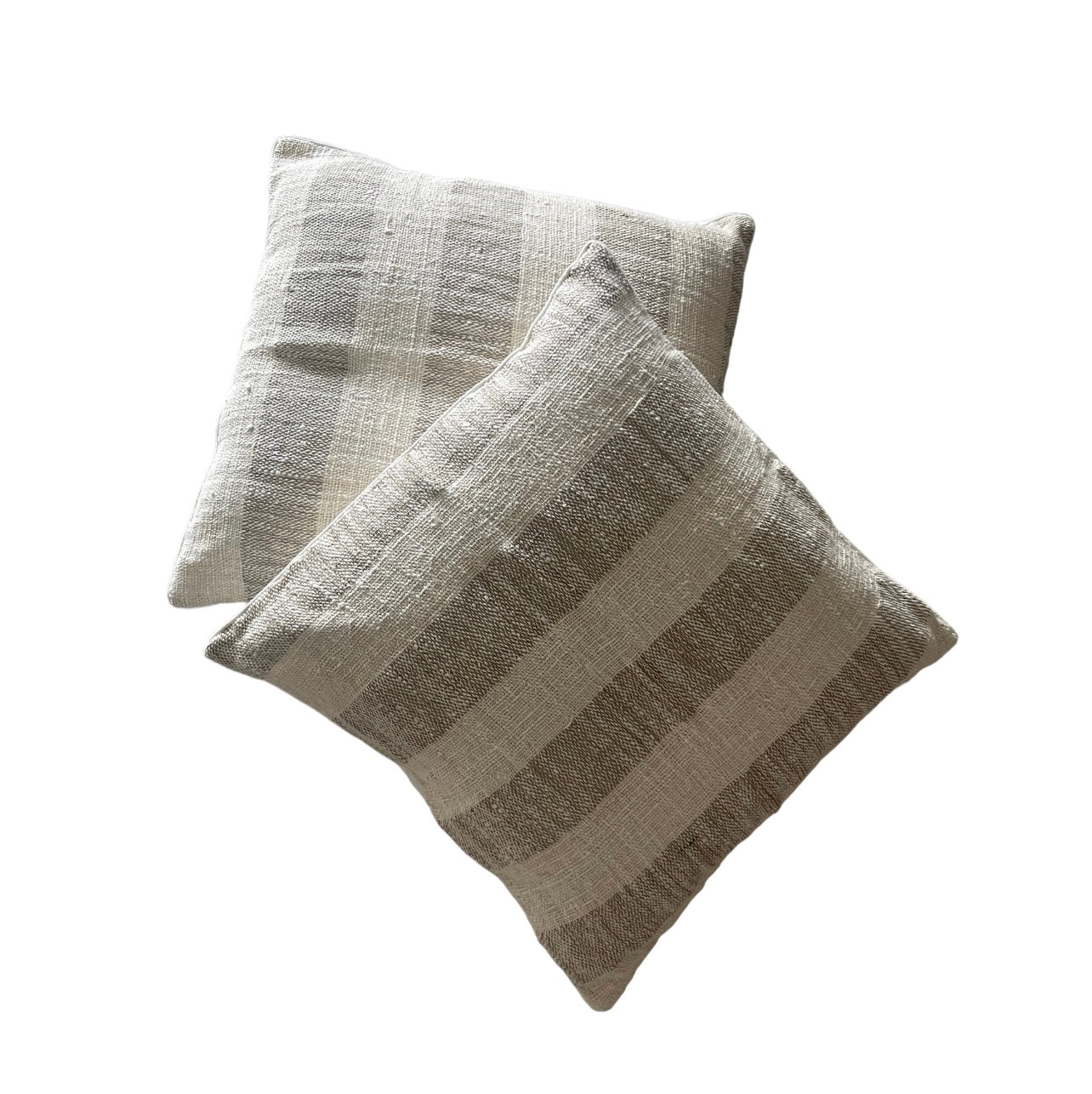 Large Square Cushions - Natural Woven Stripes x 2 Bundle Rockhampton Vintage Hire