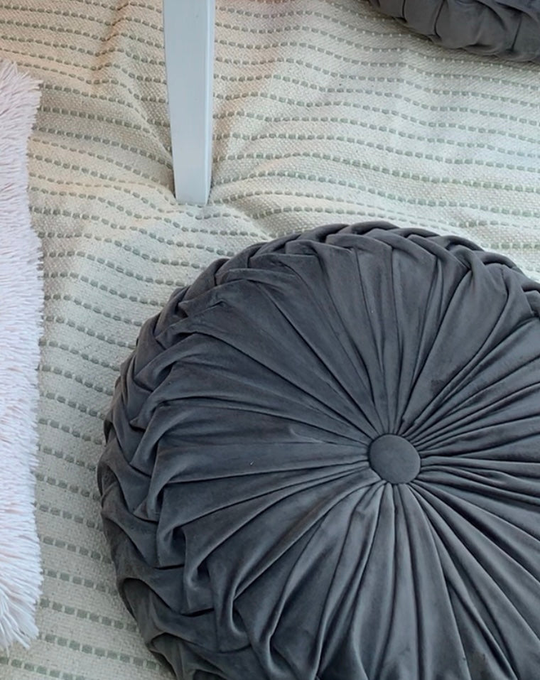 Round Floor Cushions - Dark Grey Rockhampton Vintage Hire