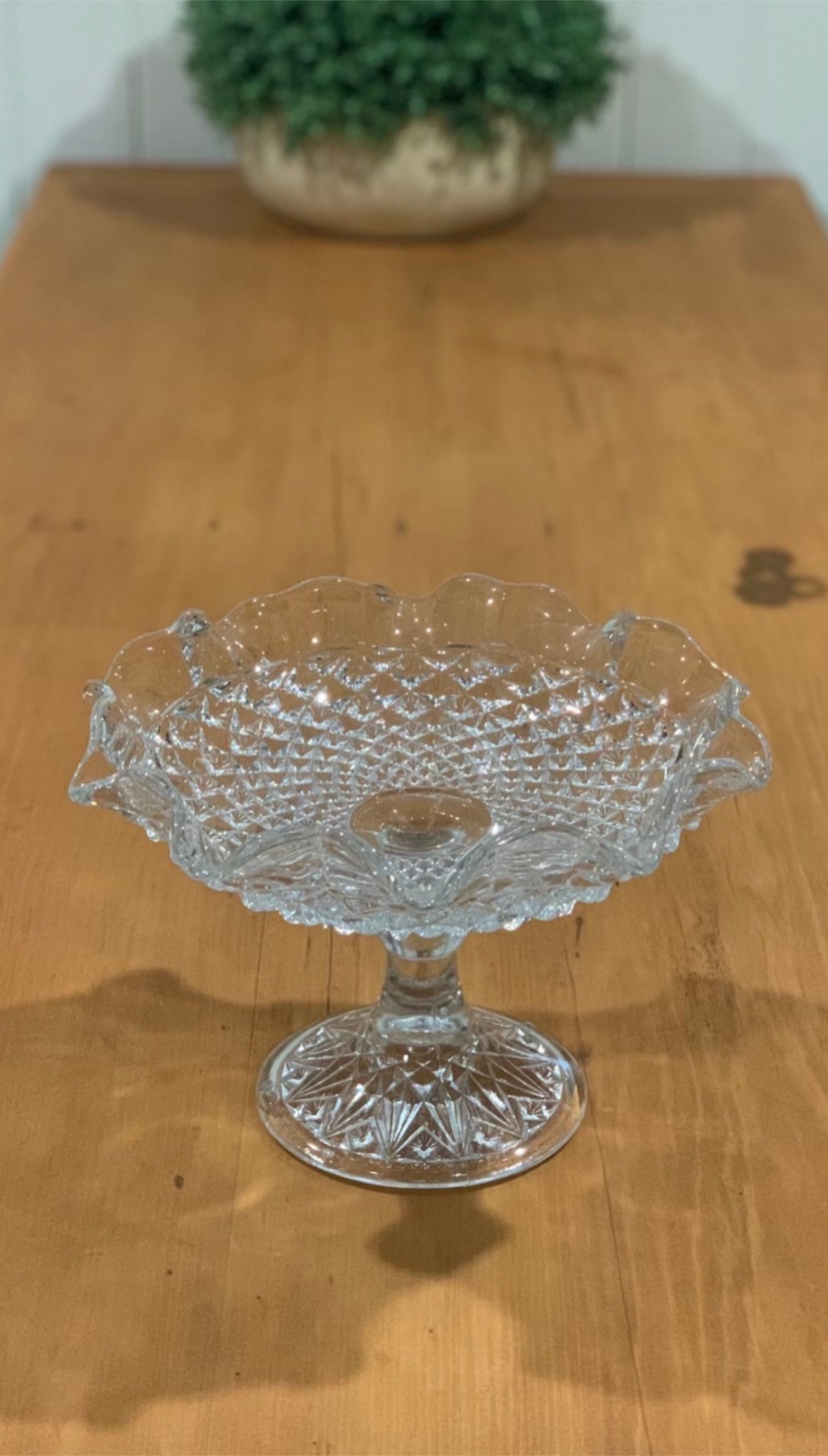 Vintage Cake Stand Glass Fluted