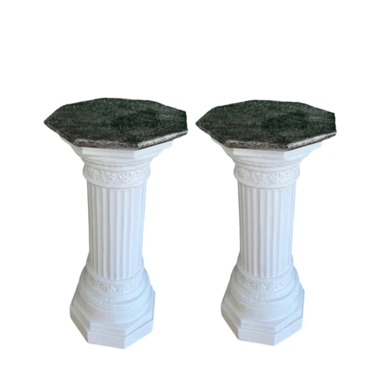 Plinths - Wedding & Event Column Flower & Cake Stands - White & Marble Top Rockhampton Vintage Hire