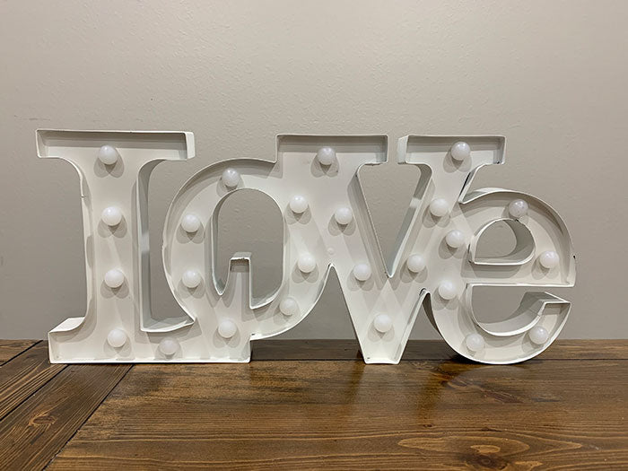 Light Up LOVE Word Signs - White x2 Bundle Rockhampton Vintage Hire