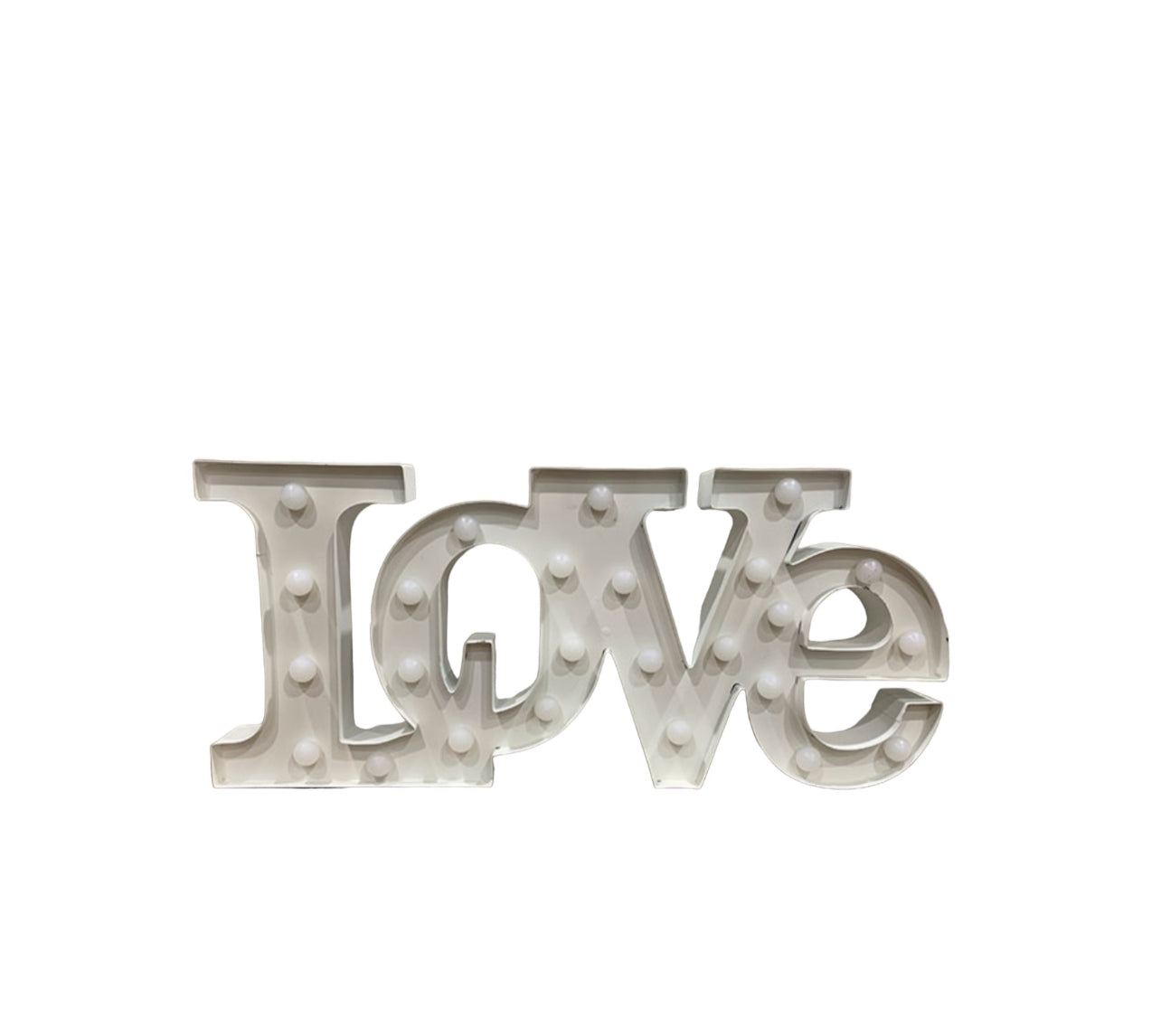 Light Up LOVE Word Signs - White x2 Bundle Rockhampton Vintage Hire