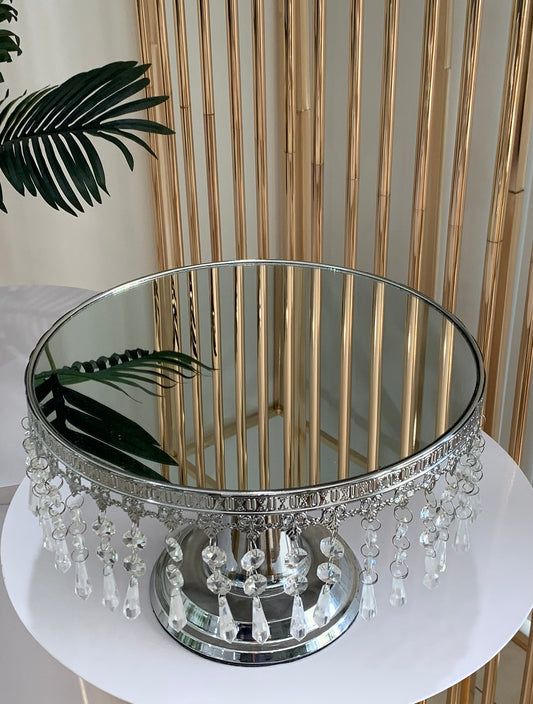 Crystal Mirror Cake Stand Pedestal - Silver Rockhampton Vintage Hire Weddings Rockhampton