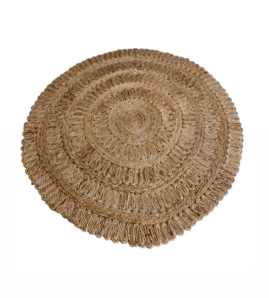 Floor Rugs - Jute Round Woven Mat Rockhampton Vintage Hire