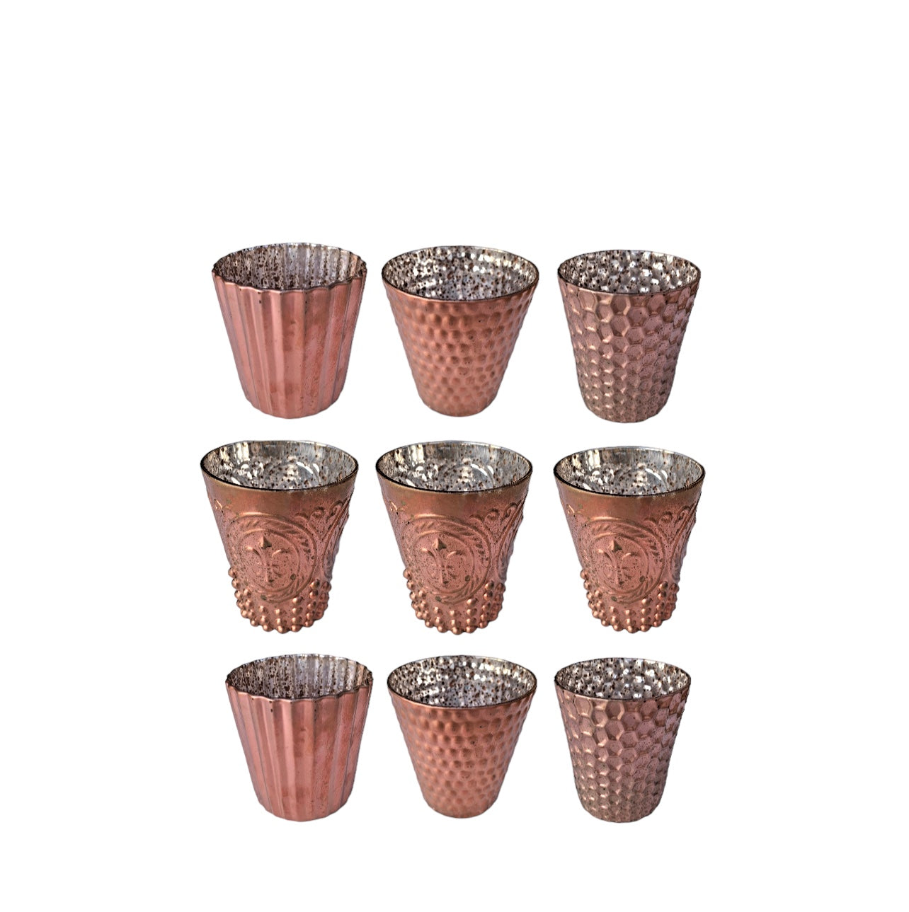 Mercury Glass Tea Light Votives - Rose Gold Rockhampton Vintage Hire