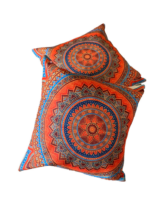 Standard Square Cushions  Orange & Blue x2 Bundle Rockhampton Vintage Hire