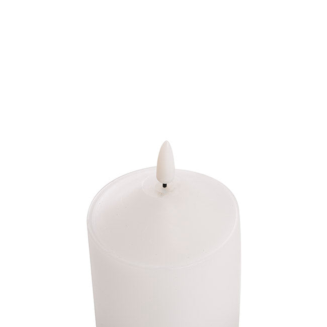 Candles - Wax LED Trueflame Flickering Pillar Candle White x90 Available Rockhampton Vintage Hire