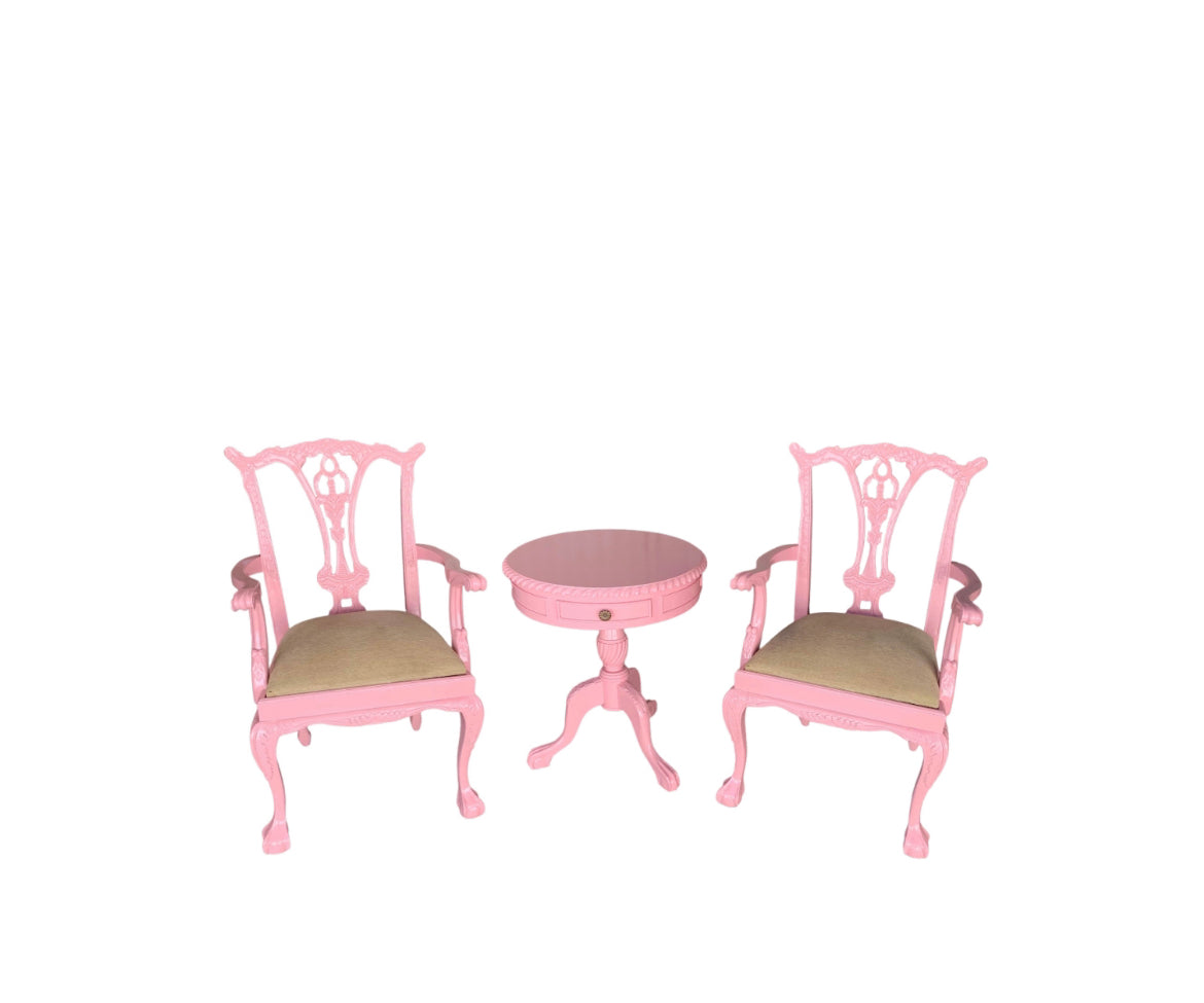 Signing Chairs + Table - Vintage Pink x3 Bundle Rockhampton Vintage Hire