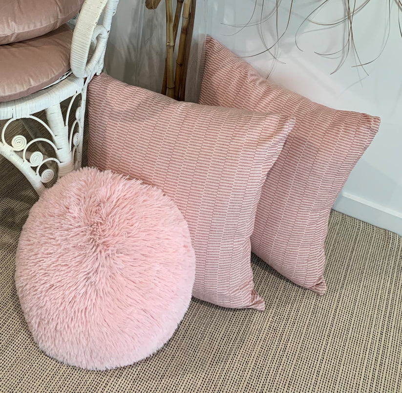 Round Cushion - Polar Faux Fur Pink Rockhampton Vintage Hire