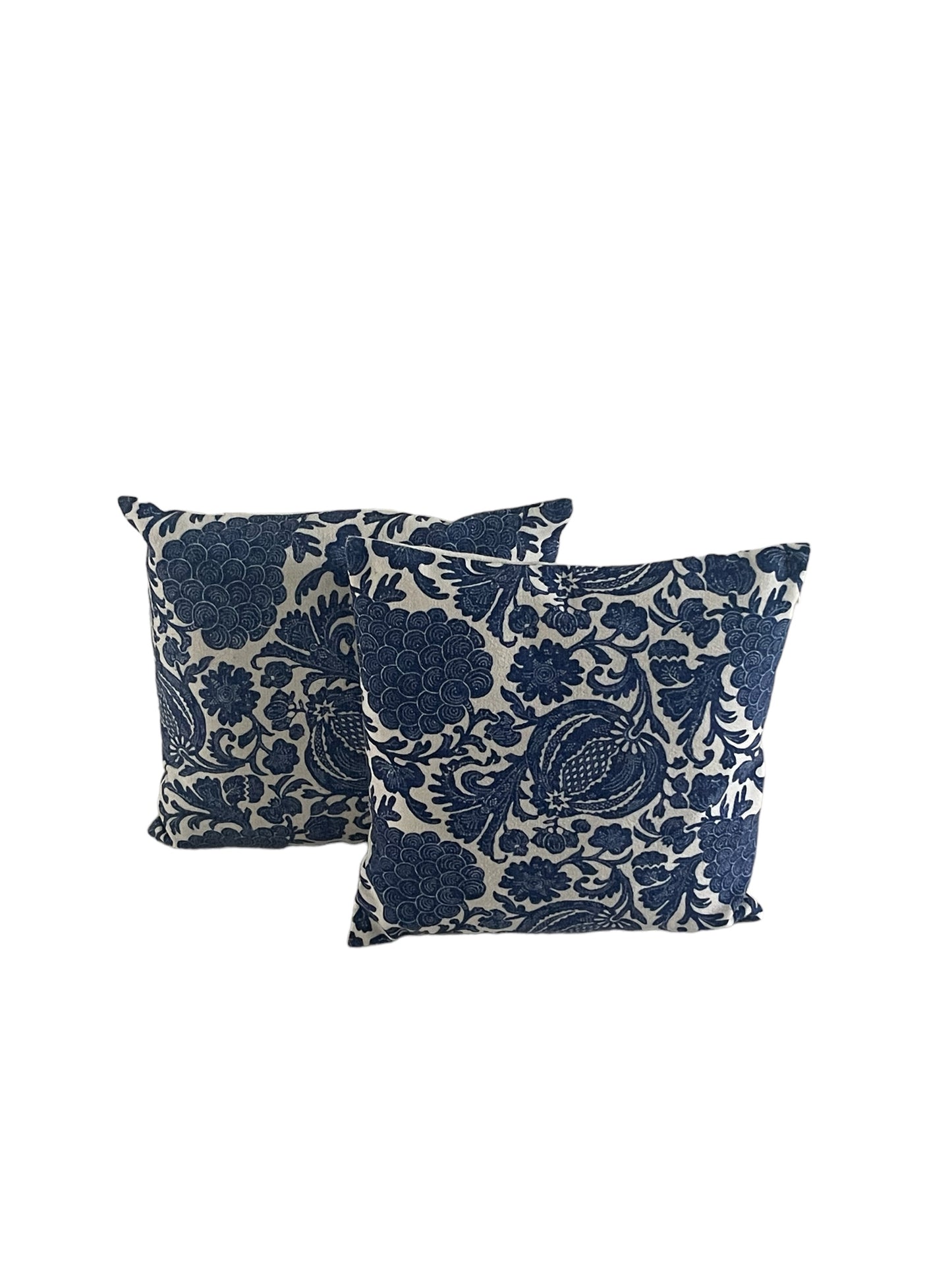 Hampton & Coastal styling Standard Square Cushions - Blue & Cream Print x2 Bundle Rockhampton Vintage Hire