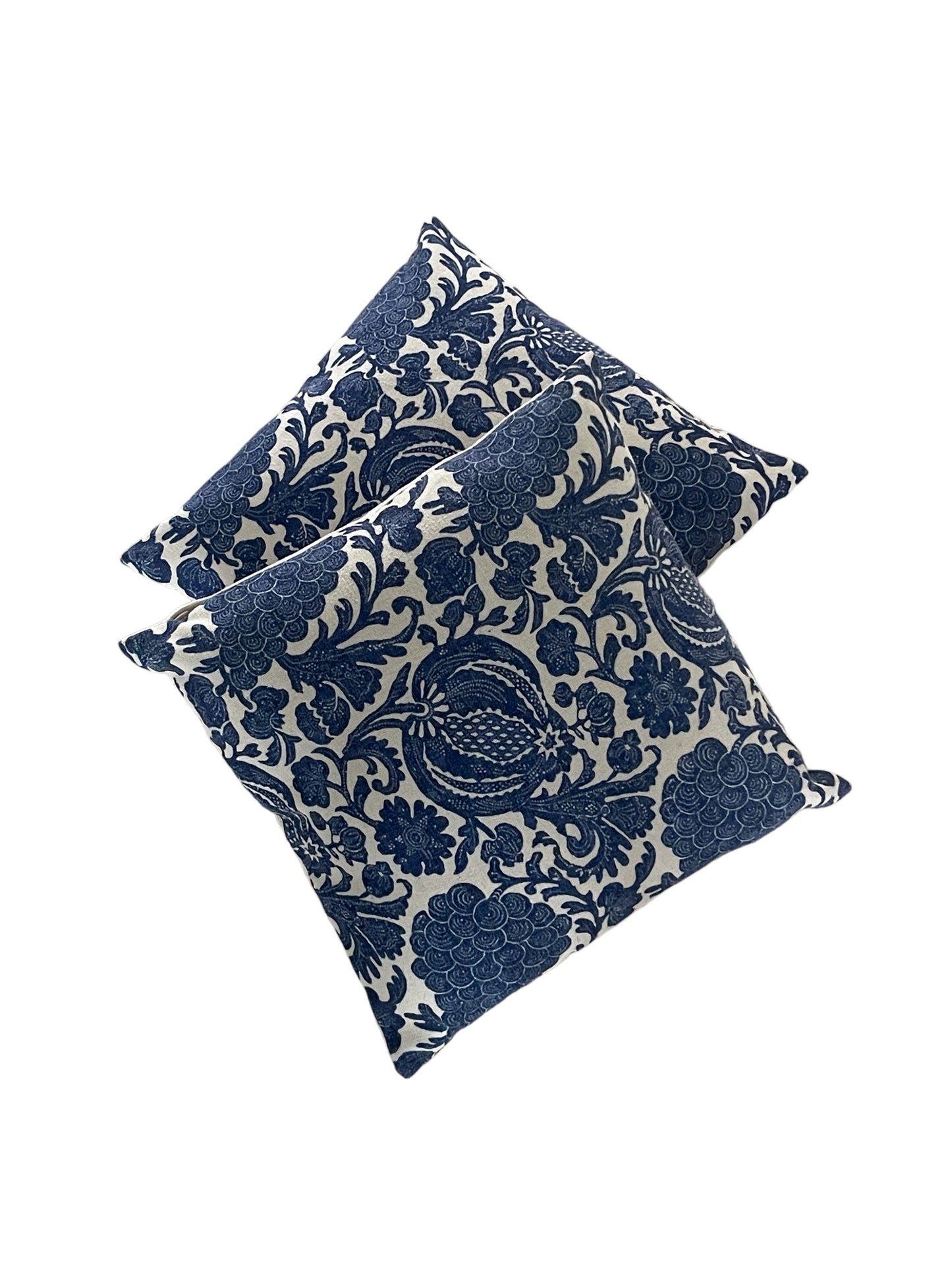 Hampton & Coastal styling Standard Square Cushions - Blue & Cream Print x2 Bundle Rockhampton Vintage Hire