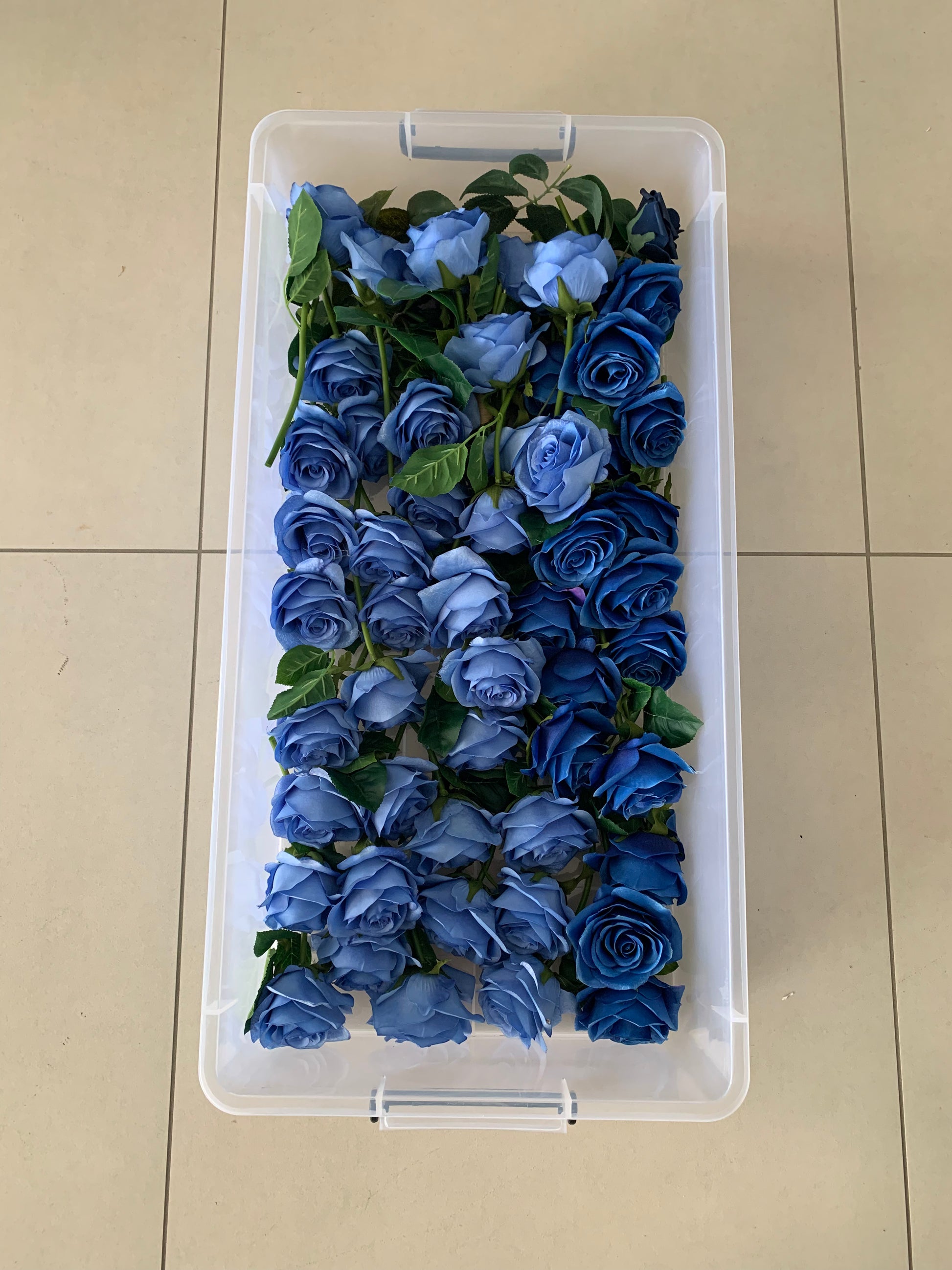 Dusty Blue Rose Short Stems and Leaves Rockhampton Vintage Hire