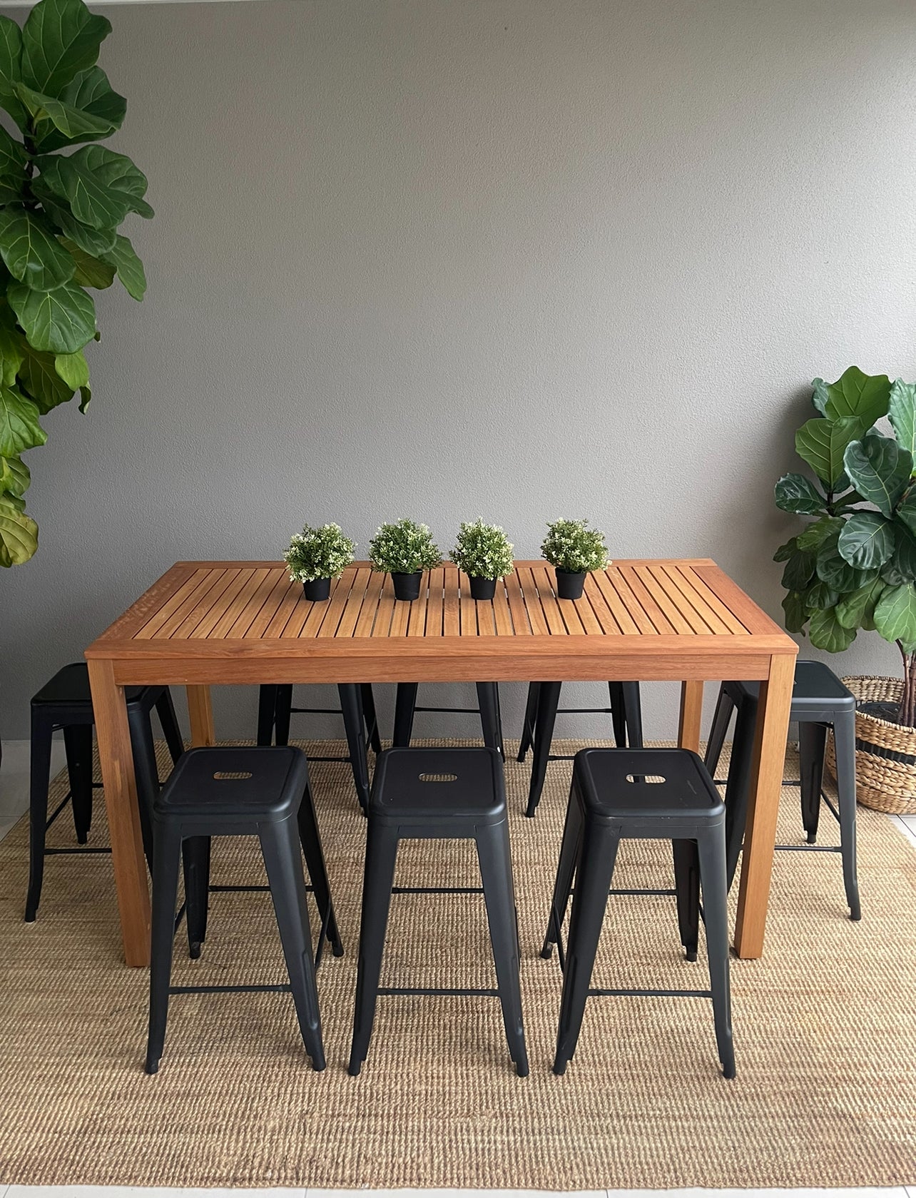 High Bar Long Table - Timber Slat Rockhampton Vintage Hire