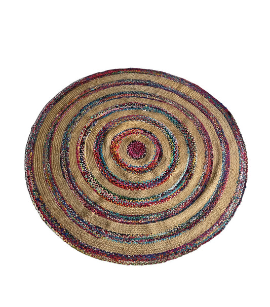 RVH Floor Rug - Jute Round Multi-Coloured Rockhampton Vintage Hire