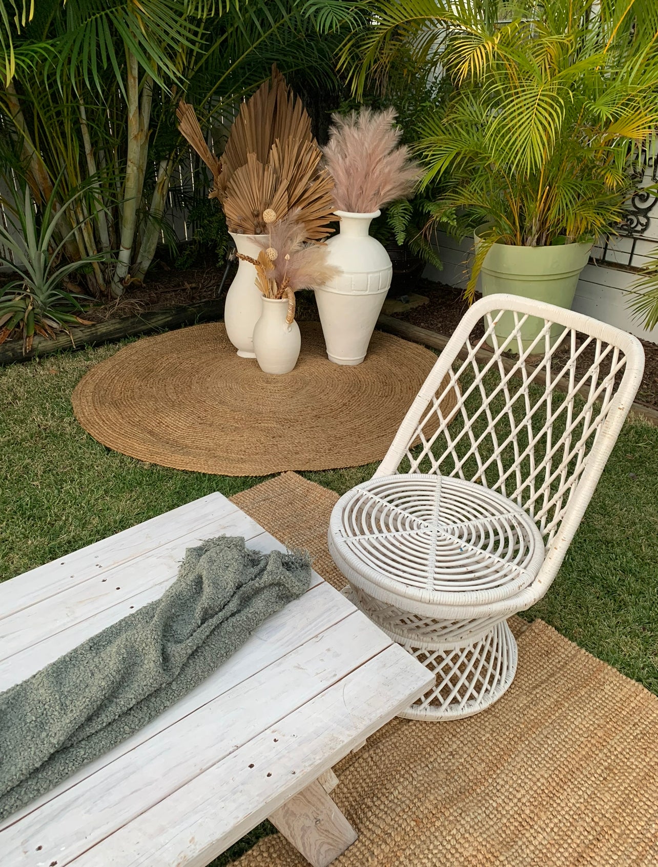 RVH Chair - Low Cane White Rockhampton Vintage Hire