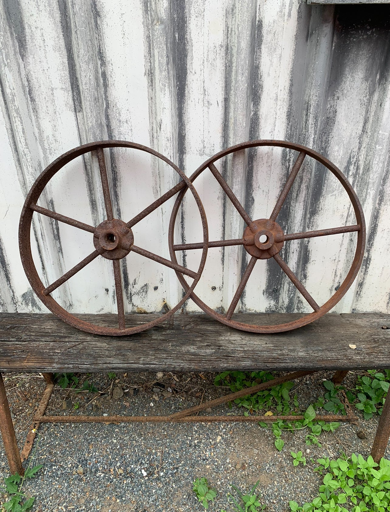 RVH Vintage Rustic Steel Wheels x 2 Available Rockhampton Vintage Hire