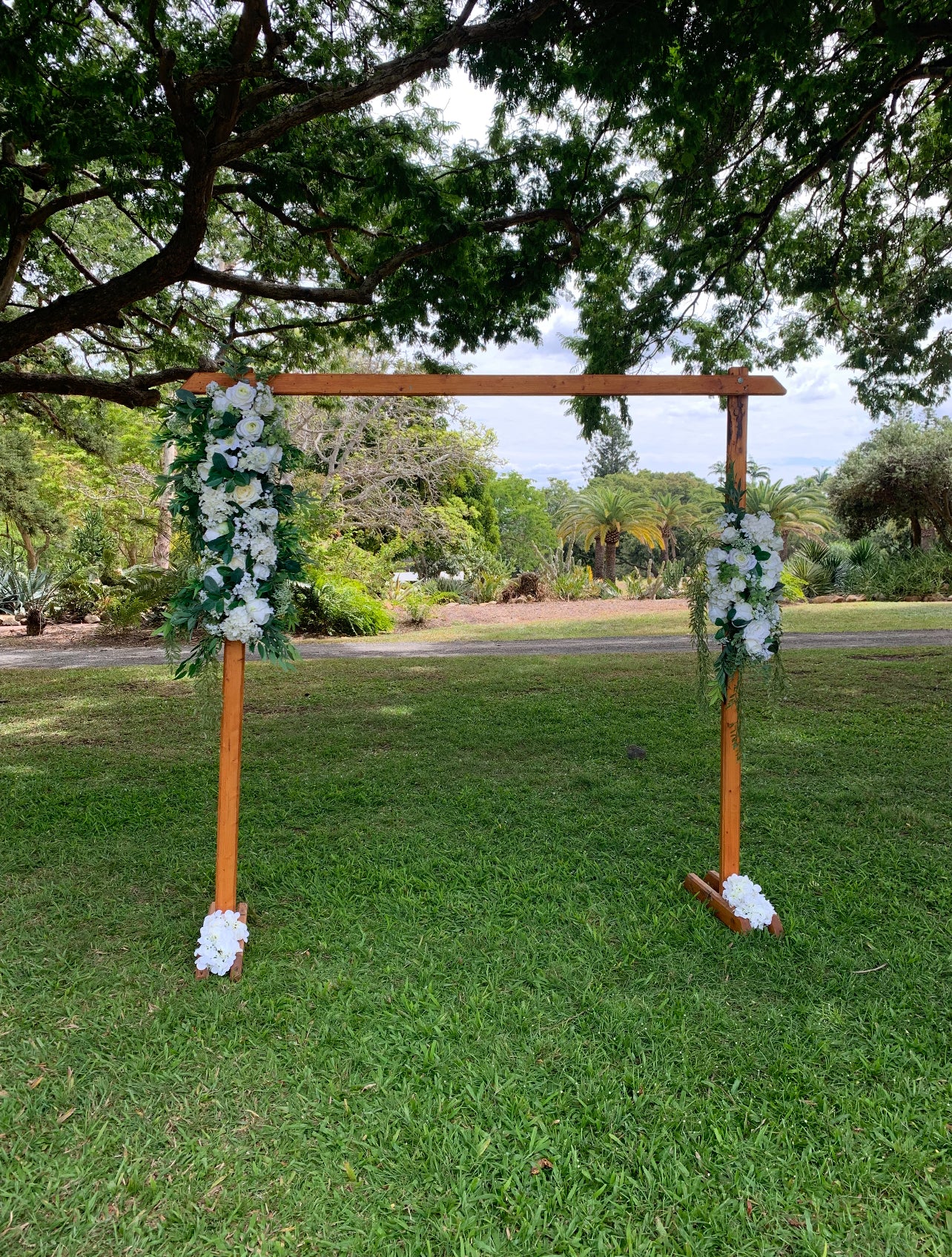 RVH Arbor - Rustic Wood Square Rockhampton Vintage Hire Wedding Hire 