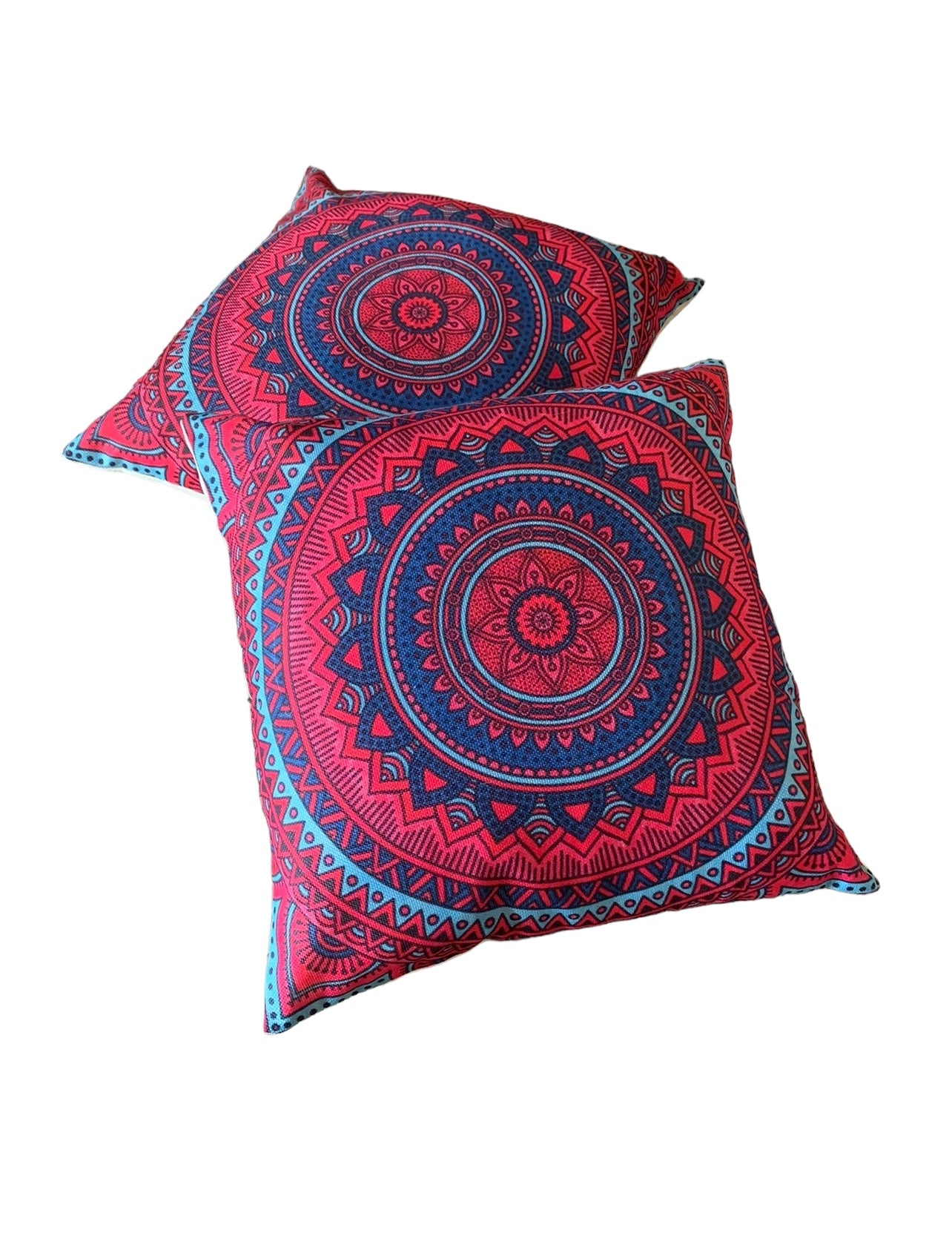 Standard Square Cushions - Red Blue x2 Bundle Rockhampton Vintage Hire