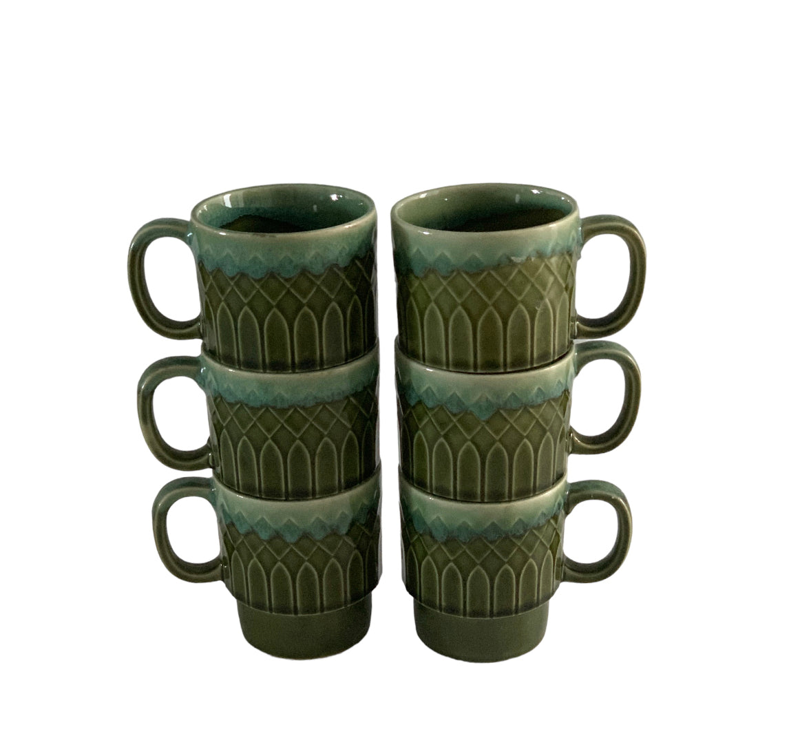 Retro Green Coffee Cups Rockhampton Vintage Hire