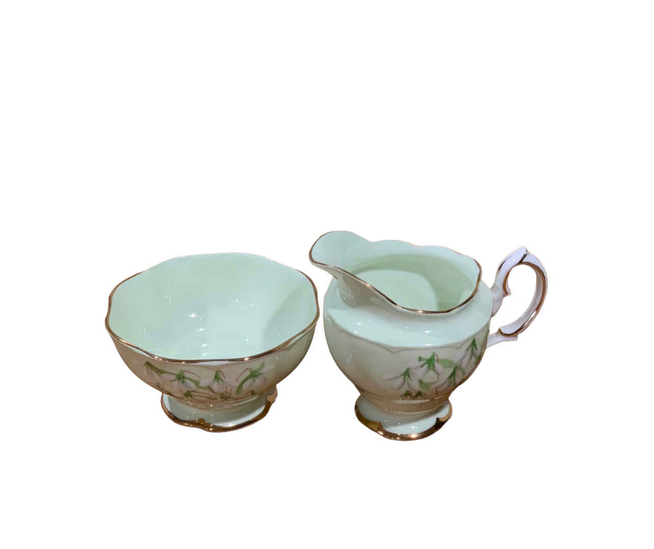 Royal Albert Vintage Cream and Sugar set Pattern: Laurentian Snowdrop Rockhampton Vintage Hire