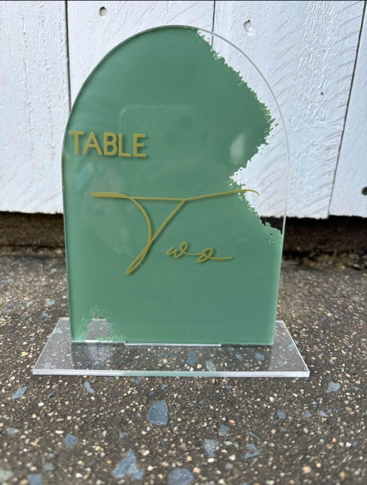 RVH Acrylic &amp; Sage table numbers 1-8. Rockhampton Vintage Hire Weddings Rockhampton